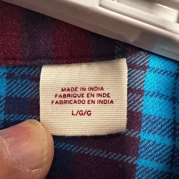 LEVI'S CLASSIC WESTERN FLANEL SHIRT, BLUE & RED PLAID PEARL SNAP BUTTONS SIZE L - Picture 5 of 11